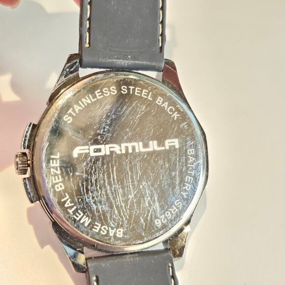 Formula Men's Black Analog Watch Tachymeter Bezel 50mm Case Rubber Band - Picture 11 of 13